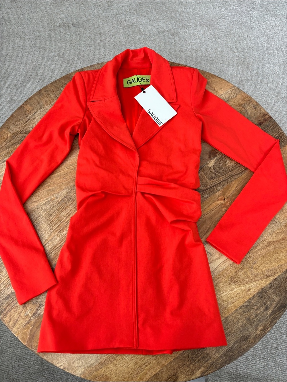 GAUGE81 Vibrant Orange Red Long-Sleeve Wrap Detail Dress